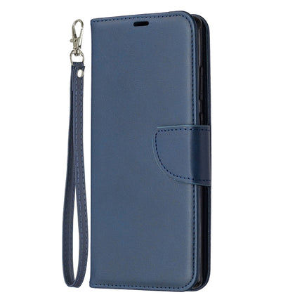 For Samsung Galaxy Note 20 Retro Lambskin Texture Pure Color Horizontal Flip PU Leather Case, with Holder & Card Slots & Wallet & Lanyard(Blue)-garmade.com