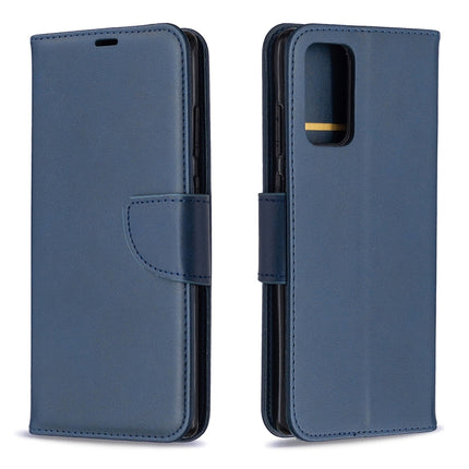For Samsung Galaxy Note 20 Retro Lambskin Texture Pure Color Horizontal Flip PU Leather Case, with Holder & Card Slots & Wallet & Lanyard(Blue)-garmade.com