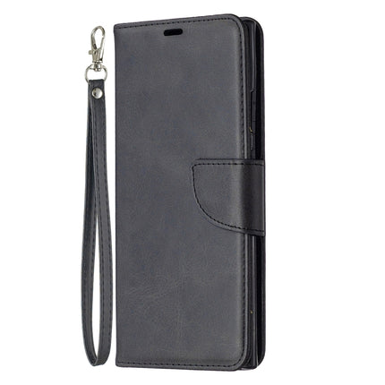 For Samsung Galaxy Note 20 Ultra Retro Lambskin Texture Pure Color Horizontal Flip PU Leather Case, with Holder & Card Slots & Wallet & Lanyard(Black)-garmade.com