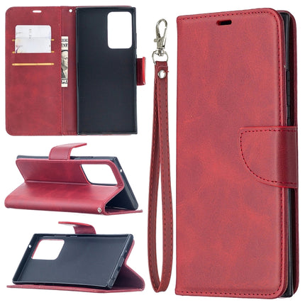 For Samsung Galaxy Note 20 Ultra Retro Lambskin Texture Pure Color Horizontal Flip PU Leather Case, with Holder & Card Slots & Wallet & Lanyard(Red)-garmade.com