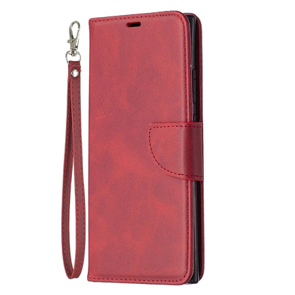 For Samsung Galaxy Note 20 Ultra Retro Lambskin Texture Pure Color Horizontal Flip PU Leather Case, with Holder & Card Slots & Wallet & Lanyard(Red)-garmade.com