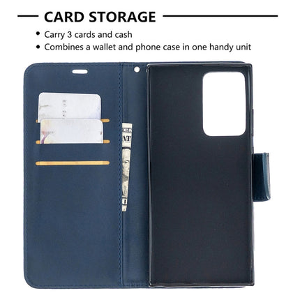 For Samsung Galaxy Note 20 Ultra Retro Lambskin Texture Pure Color Horizontal Flip PU Leather Case, with Holder & Card Slots & Wallet & Lanyard(Blue)-garmade.com