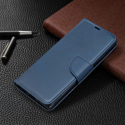 For Samsung Galaxy Note 20 Ultra Retro Lambskin Texture Pure Color Horizontal Flip PU Leather Case, with Holder & Card Slots & Wallet & Lanyard(Blue)-garmade.com