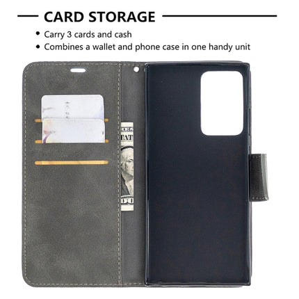 For Samsung Galaxy Note 20 Ultra Retro Lambskin Texture Pure Color Horizontal Flip PU Leather Case, with Holder & Card Slots & Wallet & Lanyard(Grey)-garmade.com