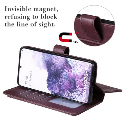 For Samsung Galaxy S20+ 5G Multifunctional Magnetic Copper Buckle Horizontal Flip Solid Color Leather Case with 10 Card Slots & Wallet & Holder & Photo Frame(Wine Red)-garmade.com