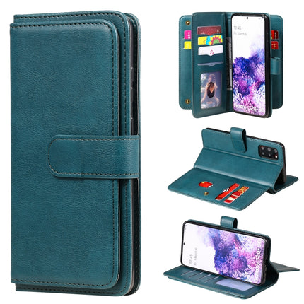 For Samsung Galaxy S20+ 5G Multifunctional Magnetic Copper Buckle Horizontal Flip Solid Color Leather Case with 10 Card Slots & Wallet & Holder & Photo Frame(Dark Green)-garmade.com