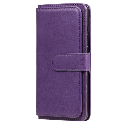 For Samsung Galaxy S20+ 5G Multifunctional Magnetic Copper Buckle Horizontal Flip Solid Color Leather Case with 10 Card Slots & Wallet & Holder & Photo Frame(Purple)-garmade.com