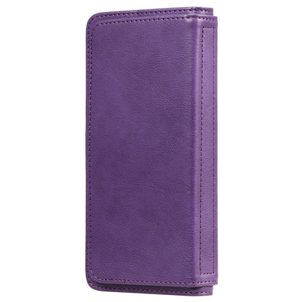 For Samsung Galaxy S20+ 5G Multifunctional Magnetic Copper Buckle Horizontal Flip Solid Color Leather Case with 10 Card Slots & Wallet & Holder & Photo Frame(Purple)-garmade.com