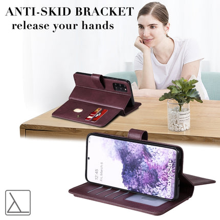 For Samsung Galaxy S20+ 5G Multifunctional Magnetic Copper Buckle Horizontal Flip Solid Color Leather Case with 10 Card Slots & Wallet & Holder & Photo Frame(Purple)-garmade.com