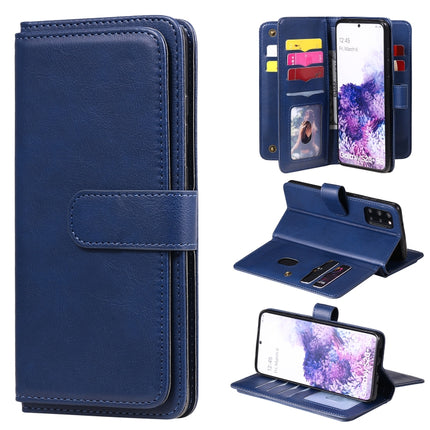 For Samsung Galaxy S20+ 5G Multifunctional Magnetic Copper Buckle Horizontal Flip Solid Color Leather Case with 10 Card Slots & Wallet & Holder & Photo Frame(Dark Blue)-garmade.com
