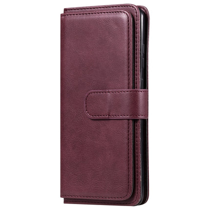 For Samsung Galaxy S20 Ultra 5G Multifunctional Magnetic Copper Buckle Horizontal Flip Solid Color Leather Case with 10 Card Slots & Wallet & Holder & Photo Frame(Wine Red)-garmade.com