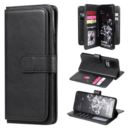 For Samsung Galaxy S20 Ultra 5G Multifunctional Magnetic Copper Buckle Horizontal Flip Solid Color Leather Case with 10 Card Slots & Wallet & Holder & Photo Frame(Black)-garmade.com