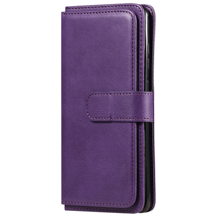 For Samsung Galaxy S20 Ultra 5G Multifunctional Magnetic Copper Buckle Horizontal Flip Solid Color Leather Case with 10 Card Slots & Wallet & Holder & Photo Frame(Purple)-garmade.com