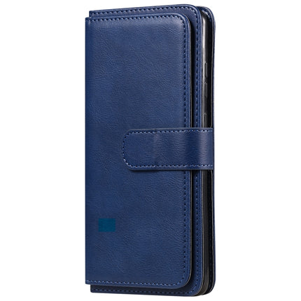 For Samsung Galaxy S20 Ultra 5G Multifunctional Magnetic Copper Buckle Horizontal Flip Solid Color Leather Case with 10 Card Slots & Wallet & Holder & Photo Frame(Dark Blue)-garmade.com