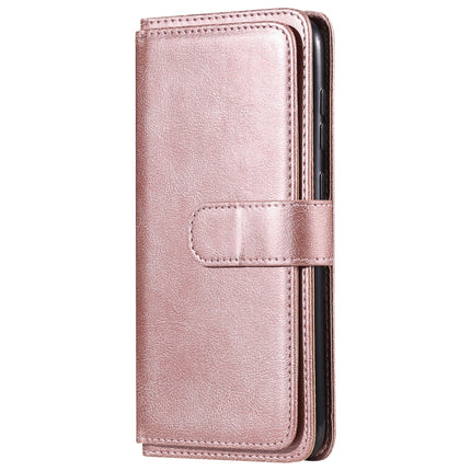 For Samsung Galaxy S20 Ultra 5G Multifunctional Magnetic Copper Buckle Horizontal Flip Solid Color Leather Case with 10 Card Slots & Wallet & Holder & Photo Frame(Rose Gold)-garmade.com