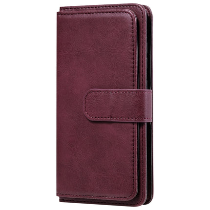 For Samsung Galaxy S20 5G Multifunctional Magnetic Copper Buckle Horizontal Flip Solid Color Leather Case with 10 Card Slots & Wallet & Holder & Photo Frame(Wine Red)-garmade.com