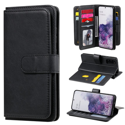 For Samsung Galaxy S20 5G Multifunctional Magnetic Copper Buckle Horizontal Flip Solid Color Leather Case with 10 Card Slots & Wallet & Holder & Photo Frame(Black)-garmade.com