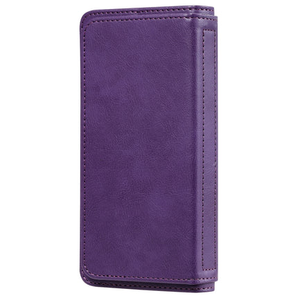 For Samsung Galaxy S20 5G Multifunctional Magnetic Copper Buckle Horizontal Flip Solid Color Leather Case with 10 Card Slots & Wallet & Holder & Photo Frame(Purple)-garmade.com