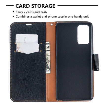 For Samsung Galaxy Note20 Litchi Texture Pure Color Horizontal Flip Leather Case with Holder & Card Slots & Wallet & Lanyard(Black)-garmade.com