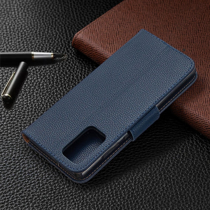 For Samsung Galaxy Note20 Litchi Texture Pure Color Horizontal Flip Leather Case with Holder & Card Slots & Wallet & Lanyard(Blue)-garmade.com