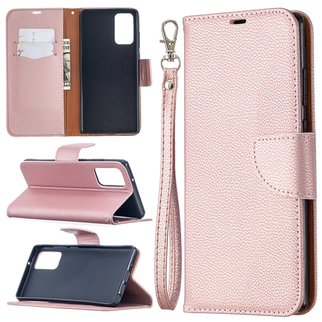 For Samsung Galaxy Note20 Litchi Texture Pure Color Horizontal Flip Leather Case with Holder & Card Slots & Wallet & Lanyard(Rose Gold)-garmade.com