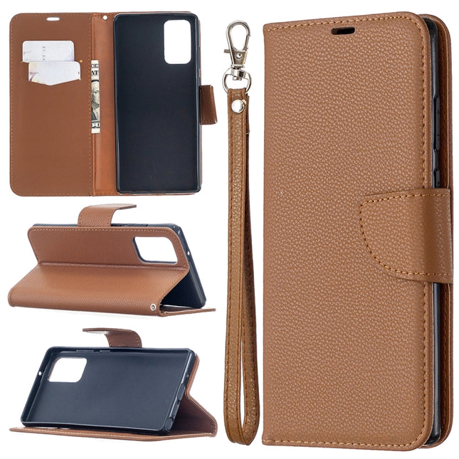 For Samsung Galaxy Note20 Litchi Texture Pure Color Horizontal Flip Leather Case with Holder & Card Slots & Wallet & Lanyard(Brown)-garmade.com