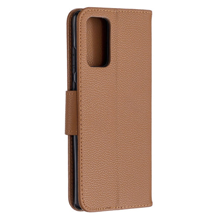 For Samsung Galaxy Note20 Litchi Texture Pure Color Horizontal Flip Leather Case with Holder & Card Slots & Wallet & Lanyard(Brown)-garmade.com
