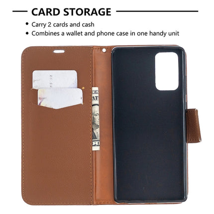 For Samsung Galaxy Note20 Litchi Texture Pure Color Horizontal Flip Leather Case with Holder & Card Slots & Wallet & Lanyard(Brown)-garmade.com