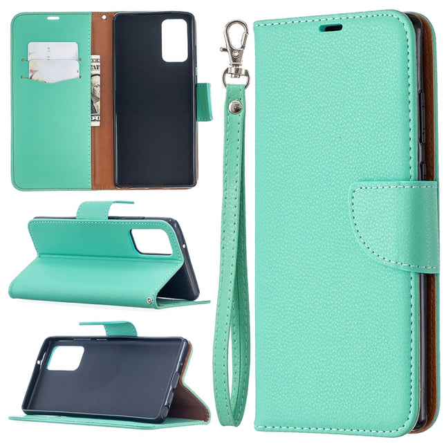 For Samsung Galaxy Note20 Litchi Texture Pure Color Horizontal Flip Leather Case with Holder & Card Slots & Wallet & Lanyard(Green)-garmade.com