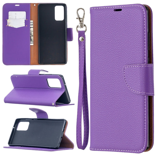 For Samsung Galaxy Note20 Litchi Texture Pure Color Horizontal Flip Leather Case with Holder & Card Slots & Wallet & Lanyard(Purple)-garmade.com