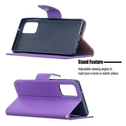 For Samsung Galaxy Note20 Litchi Texture Pure Color Horizontal Flip Leather Case with Holder & Card Slots & Wallet & Lanyard(Purple)-garmade.com