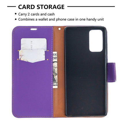 For Samsung Galaxy Note20 Litchi Texture Pure Color Horizontal Flip Leather Case with Holder & Card Slots & Wallet & Lanyard(Purple)-garmade.com