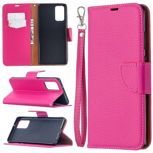For Samsung Galaxy Note20 Litchi Texture Pure Color Horizontal Flip Leather Case with Holder & Card Slots & Wallet & Lanyard(Rose Red)-garmade.com