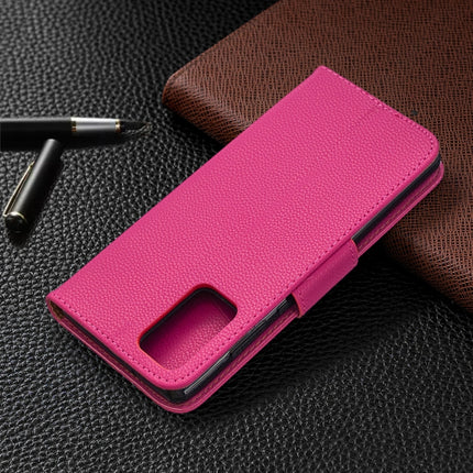 For Samsung Galaxy Note20 Litchi Texture Pure Color Horizontal Flip Leather Case with Holder & Card Slots & Wallet & Lanyard(Rose Red)-garmade.com