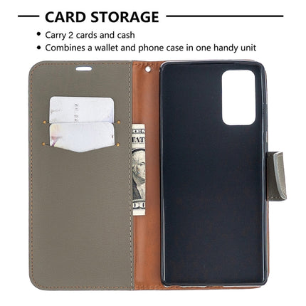 For Samsung Galaxy Note20 Litchi Texture Pure Color Horizontal Flip Leather Case with Holder & Card Slots & Wallet & Lanyard(Grey)-garmade.com