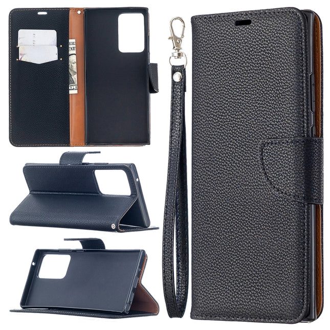For Samsung Galaxy Note20 Ultra Litchi Texture Pure Color Horizontal Flip Leather Case with Holder & Card Slots & Wallet & Lanyard(Black)-garmade.com
