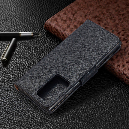For Samsung Galaxy Note20 Ultra Litchi Texture Pure Color Horizontal Flip Leather Case with Holder & Card Slots & Wallet & Lanyard(Black)-garmade.com