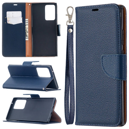 For Samsung Galaxy Note20 Ultra Litchi Texture Pure Color Horizontal Flip Leather Case with Holder & Card Slots & Wallet & Lanyard(Blue)-garmade.com