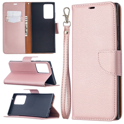 For Samsung Galaxy Note20 Ultra Litchi Texture Pure Color Horizontal Flip Leather Case with Holder & Card Slots & Wallet & Lanyard(Rose Gold)-garmade.com
