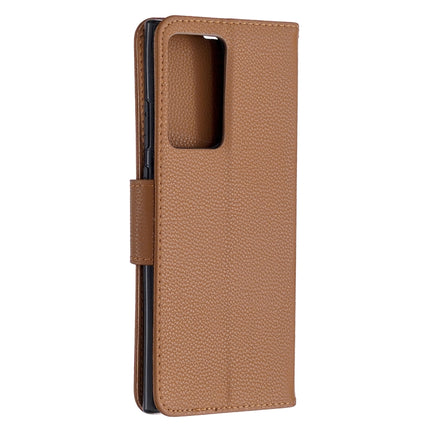 For Samsung Galaxy Note20 Ultra Litchi Texture Pure Color Horizontal Flip Leather Case with Holder & Card Slots & Wallet & Lanyard(Brown)-garmade.com