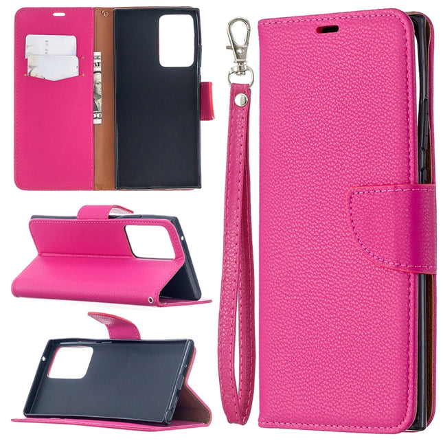 For Samsung Galaxy Note20 Ultra Litchi Texture Pure Color Horizontal Flip Leather Case with Holder & Card Slots & Wallet & Lanyard(Rose Red)-garmade.com
