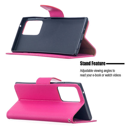 For Samsung Galaxy Note20 Ultra Litchi Texture Pure Color Horizontal Flip Leather Case with Holder & Card Slots & Wallet & Lanyard(Rose Red)-garmade.com