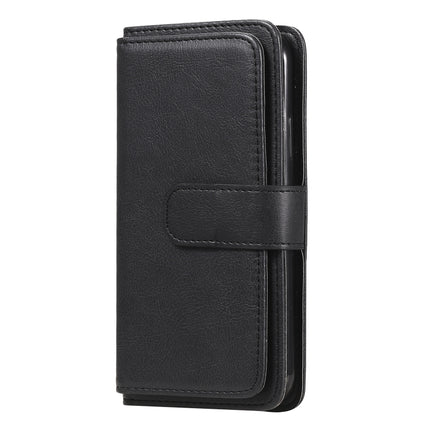 For iPhone XS / X Multifunctional Magnetic Copper Buckle Horizontal Flip Solid Color Leather Case with 10 Card Slots & Wallet & Holder & Photo Frame(Black)-garmade.com