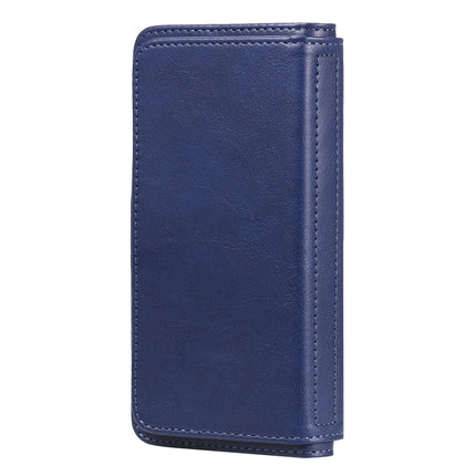 For iPhone XS / X Multifunctional Magnetic Copper Buckle Horizontal Flip Solid Color Leather Case with 10 Card Slots & Wallet & Holder & Photo Frame(Dark Blue)-garmade.com