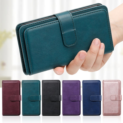 For iPhone XS / X Multifunctional Magnetic Copper Buckle Horizontal Flip Solid Color Leather Case with 10 Card Slots & Wallet & Holder & Photo Frame(Rose Gold)-garmade.com