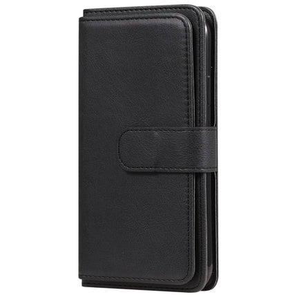 For iPhone XR Multifunctional Magnetic Copper Buckle Horizontal Flip Solid Color Leather Case with 10 Card Slots & Wallet & Holder & Photo Frame(Black)-garmade.com