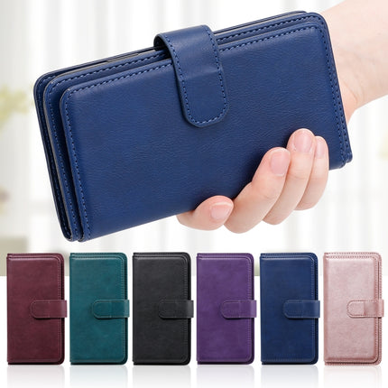 For iPhone XS Max Multifunctional Magnetic Copper Buckle Horizontal Flip Solid Color Leather Case with 10 Card Slots & Wallet & Holder & Photo Frame(Dark Green)-garmade.com