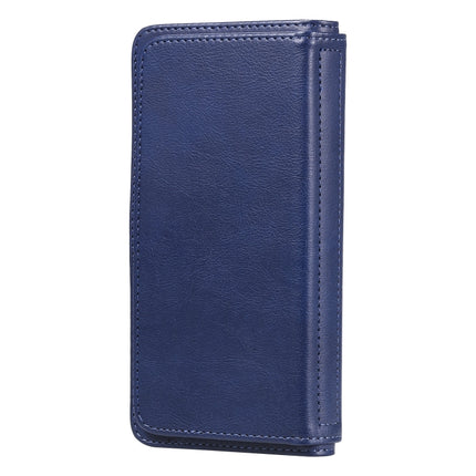 For iPhone XS Max Multifunctional Magnetic Copper Buckle Horizontal Flip Solid Color Leather Case with 10 Card Slots & Wallet & Holder & Photo Frame(Dark Blue)-garmade.com