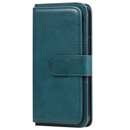 For iPhone 11 Pro Multifunctional Magnetic Copper Buckle Horizontal Flip Solid Color Leather Case with 10 Card Slots & Wallet & Holder & Photo Frame(Dark Green)-garmade.com