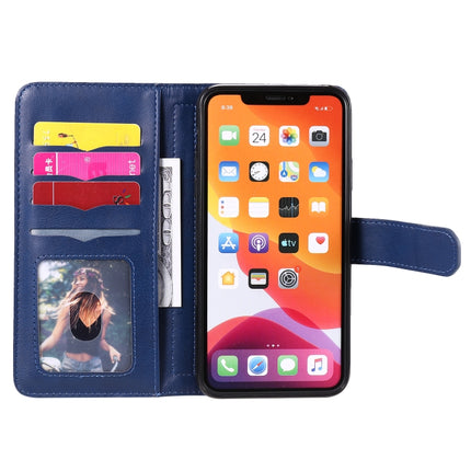 For iPhone 11 Pro Multifunctional Magnetic Copper Buckle Horizontal Flip Solid Color Leather Case with 10 Card Slots & Wallet & Holder & Photo Frame(Dark Blue)-garmade.com